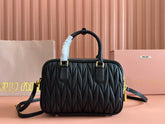 ARCADIE MATELASSÉ BAG 24 IN BLACK LAMBSKIN GOLD HARDWARE